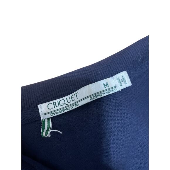 Criquet Quarter Zip Shirt Navy Blue Pull Over Long Sleeve Organic Cotton Men's M - Picture 2 of 5